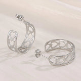 Stainless Steel C-Hoop Earrings style A Silver One Size Earrings - Tophatter Daily Deals