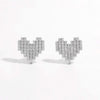 925 Sterling Silver Inlaid Zircon Heart Stud Earrings Earrings - Tophatter Daily Deals