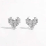 925 Sterling Silver Inlaid Zircon Heart Stud Earrings Earrings - Tophatter Daily Deals