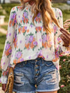 Floral Smocked Lantern Sleeve Blouse Blouses - Tophatter Daily Deals