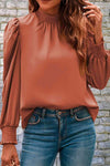 Mock Neck Puff Sleeve Blouse Ochre Blouses - Tophatter Daily Deals