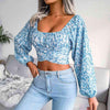 Ditsy Floral Crisscross Cropped Top Blouses - Tophatter Daily Deals