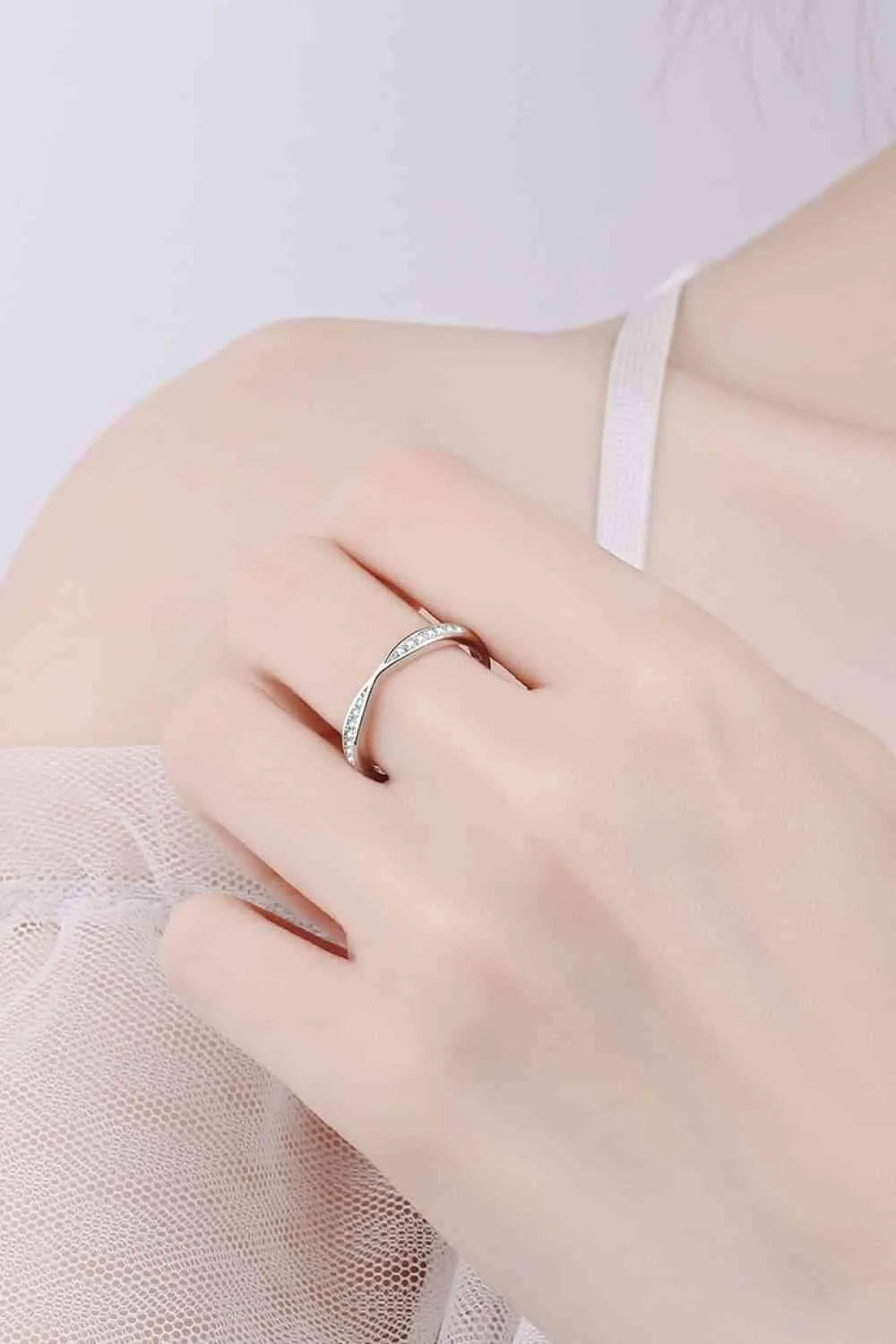 Moissanite Rhodium-Plated Ring Moissanite - Tophatter Daily Deals