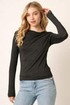 Mittoshop Ruched Long Sleeve Slim Top Blouses - Tophatter Daily Deals