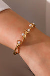 Inlaid Synthetic Pearl Open Bracelet Bracelets - Tophatter Daily Deals