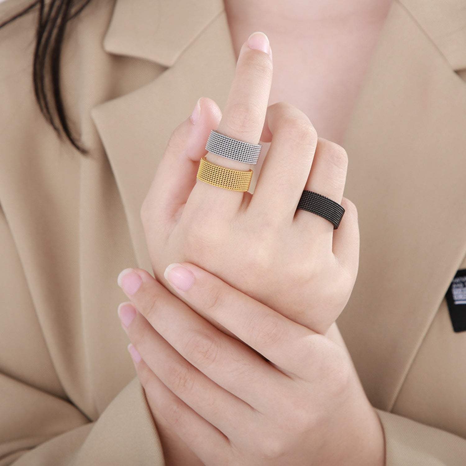 Weave Stainless Steel Ring Rings - Tophatter Daily Deals