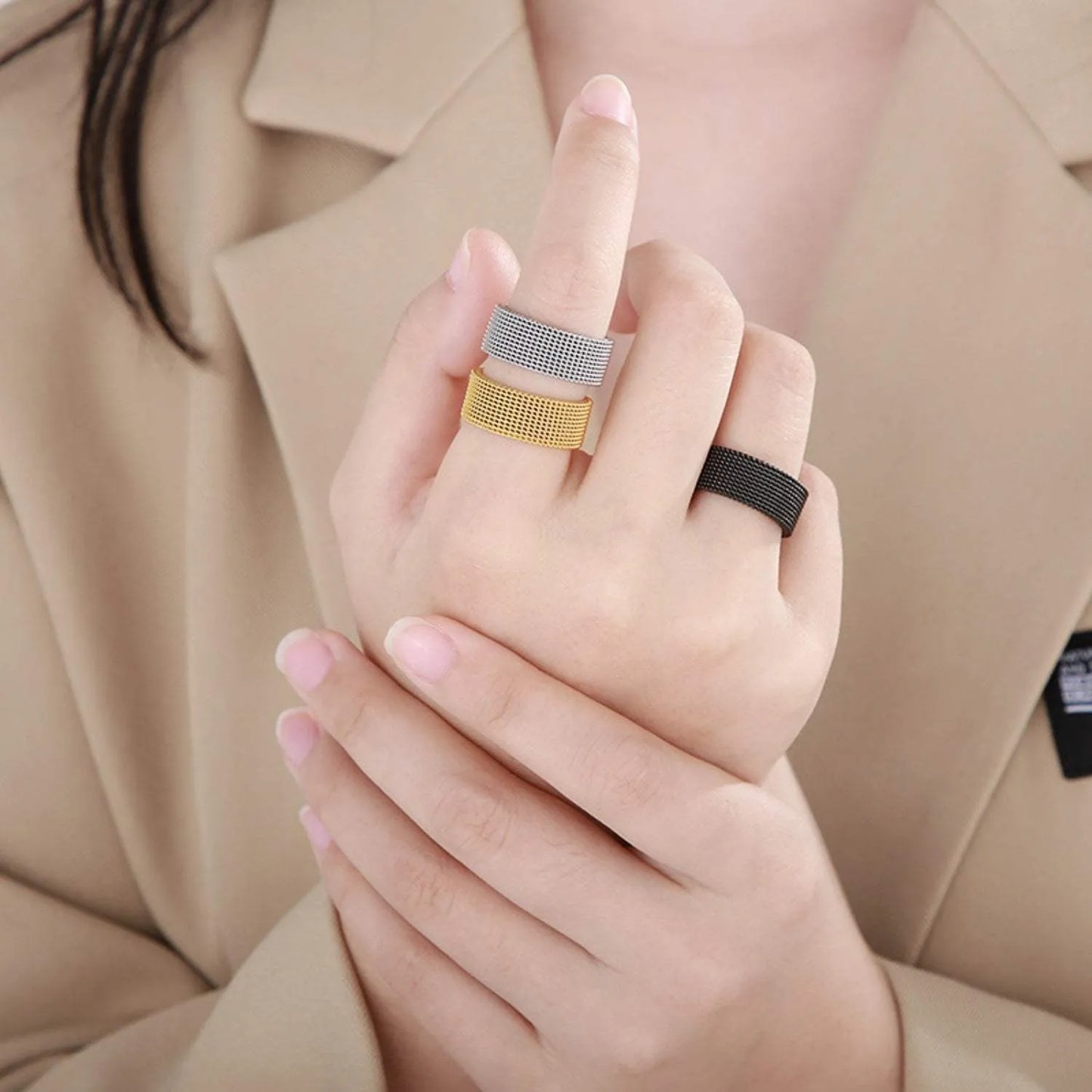Weave Stainless Steel Ring Rings - Tophatter Daily Deals
