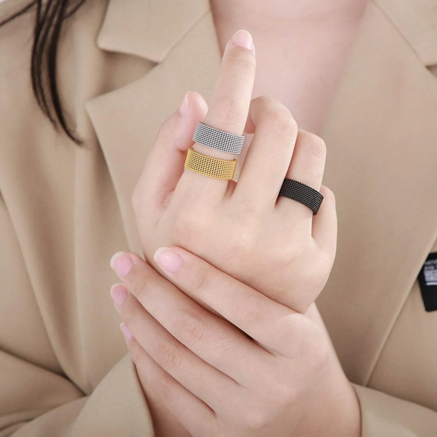 Weave Stainless Steel Ring Rings - Tophatter Daily Deals