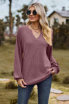 Notched Neck Raglan Sleeve Blouse Blouses - Tophatter Daily Deals