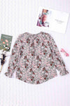 Printed Tie Neck Flounce Sleeve Top Pink Floral Blouses - Tophatter Daily Deals