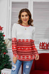 Printed Round Neck Long Sleeve T-Shirt Deep Red Women's T-Shirts - Tophatter Daily Deals