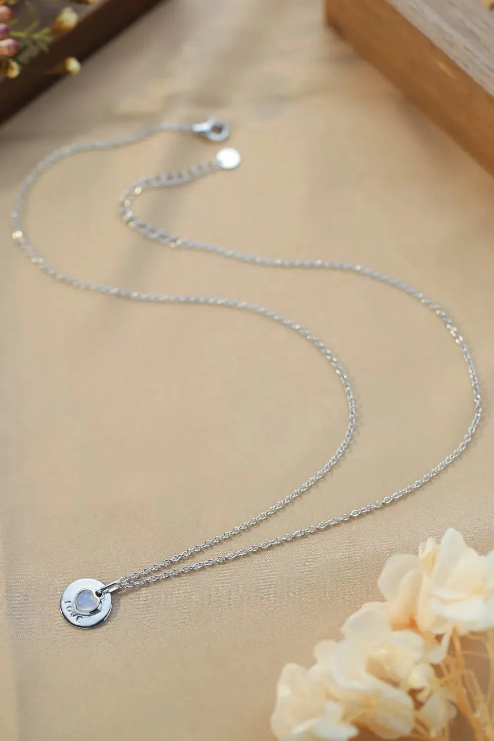 Moonstone LOVE Heart Pendant 925 Sterling Silver Necklace Moonstone - Tophatter Daily Deals