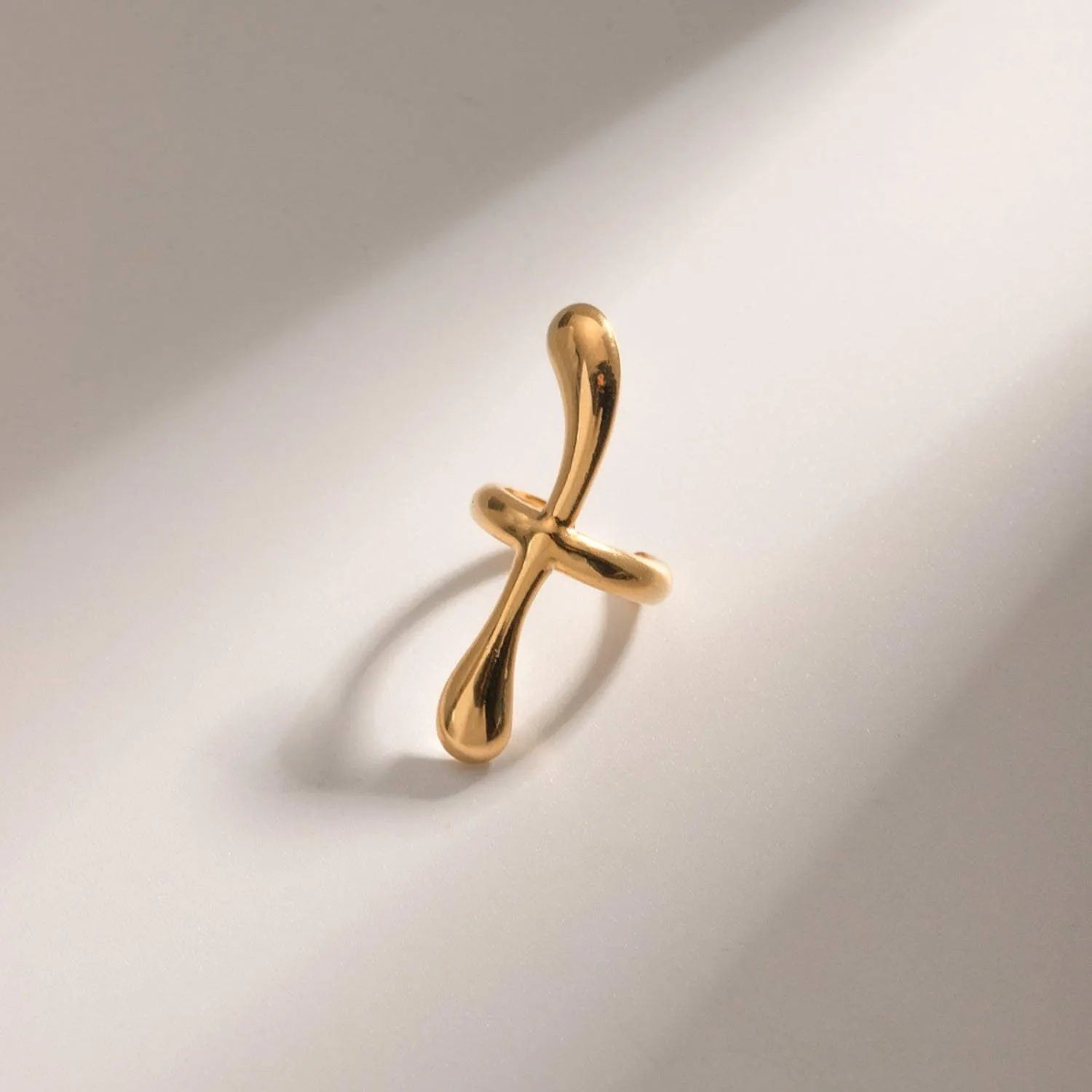18K Gold-Plated Stainless Steel Cuff Earrings Gold One Size Earrings - Tophatter Daily Deals