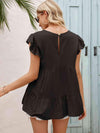 Round Neck Flutter Sleeve Tiered Blouse Blouses - Tophatter Daily Deals