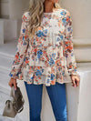 Printed Flounce Sleeve Tiered Blouse Blouses - Tophatter Daily Deals