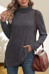 Turtleneck High Low Top Blouses - Tophatter Daily Deals