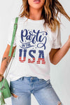PARTY IN THE USA Round Neck Cuffed Tee White Women's T-Shirts - Tophatter Daily Deals
