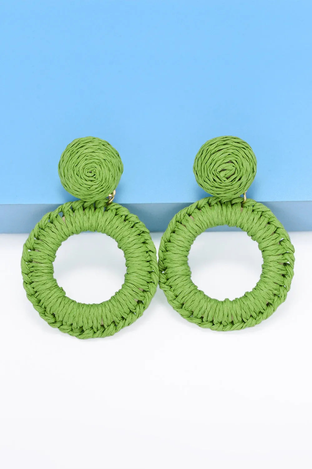 Round Shape Raffia Grass Dangle Earrings Earrings - Tophatter Daily Deals