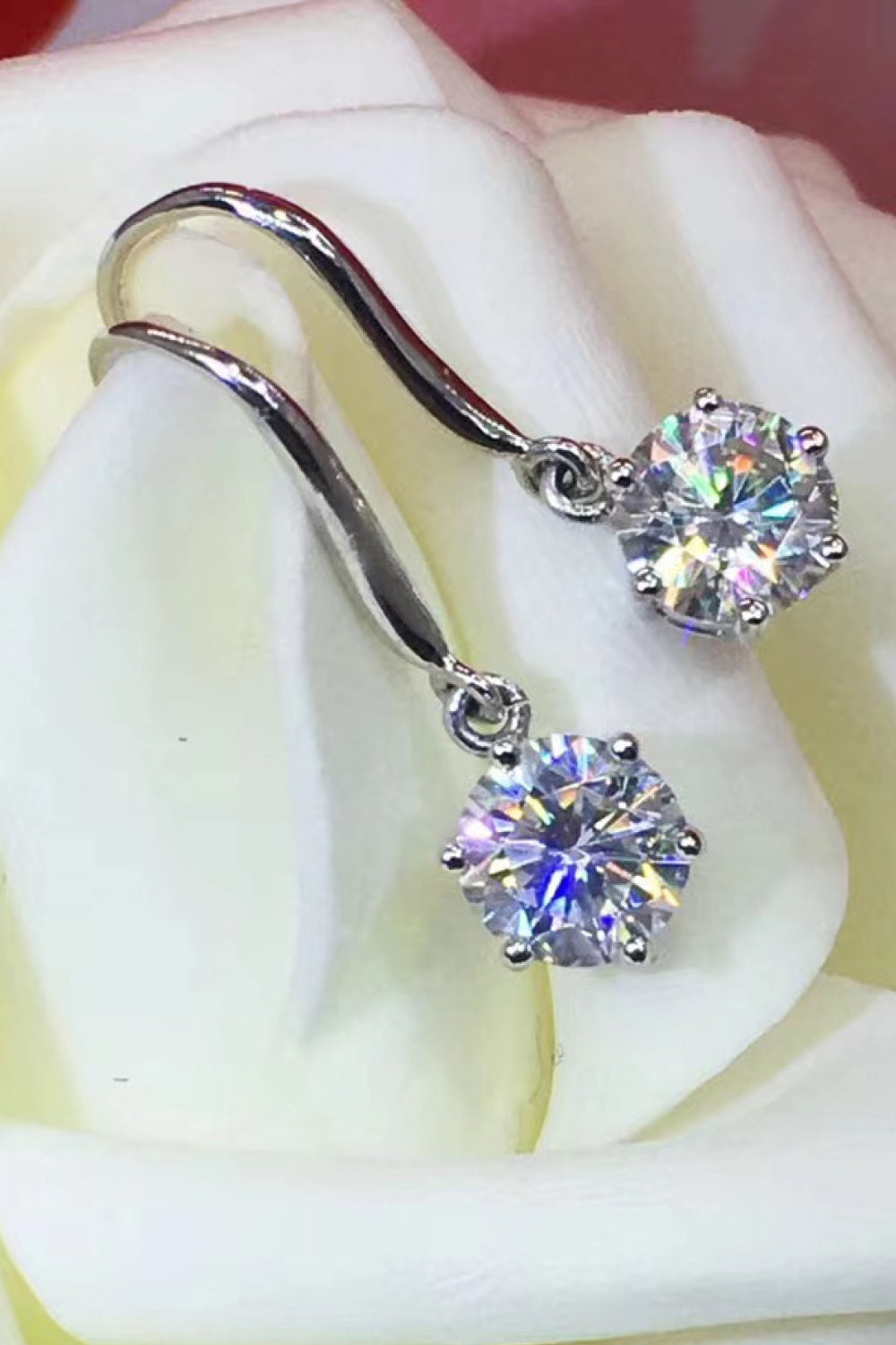 2 Carat Moissanite 6-Prong Drop Earrings Moissanite - Tophatter Daily Deals