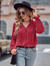 Tie Neck Flounce Sleeve Blouse Red Orange Blouses - Tophatter Daily Deals