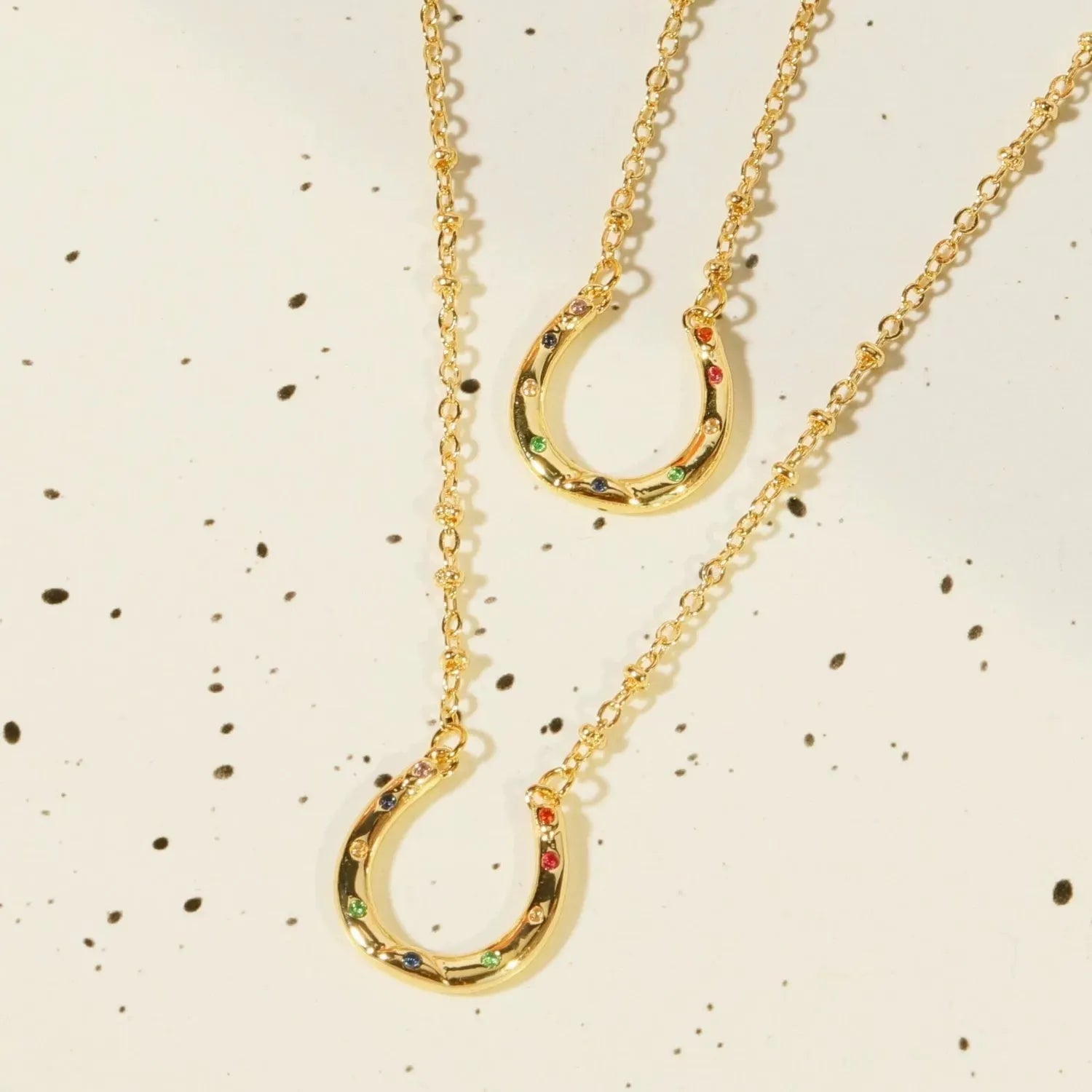 Inlaid Zircon 18K Gold-Plated U Shape Pendant Necklace Necklaces - Tophatter Daily Deals