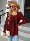 Square Neck Puff Sleeve Blouse Women's T-Shirts - Tophatter Daily Deals