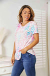 Double Take Leopard V-Neck Short Sleeve T-Shirt Women's T-Shirts - Tophatter Daily Deals
