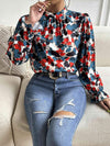 Floral Mock Neck Long Flounce Sleeve Blouse Blouses - Tophatter Daily Deals