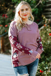 Plus Size Floral Exposed Seam Quarter-Button Henley Top Blouses - Tophatter Daily Deals