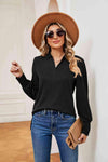 Johnny Collar Long Sleeve Top Blouses - Tophatter Daily Deals