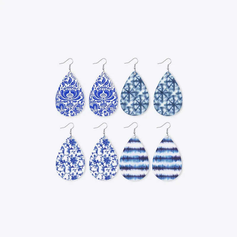 Printed PU Teardrop Earrings Earrings - Tophatter Daily Deals