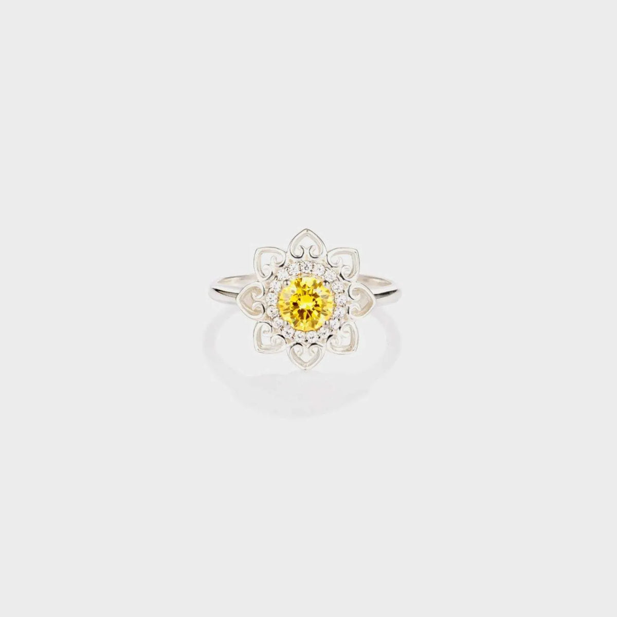 Flower Shape Zircon Platinum-Plated 925 Sterling Silver Ring Silver Rings - Tophatter Daily Deals