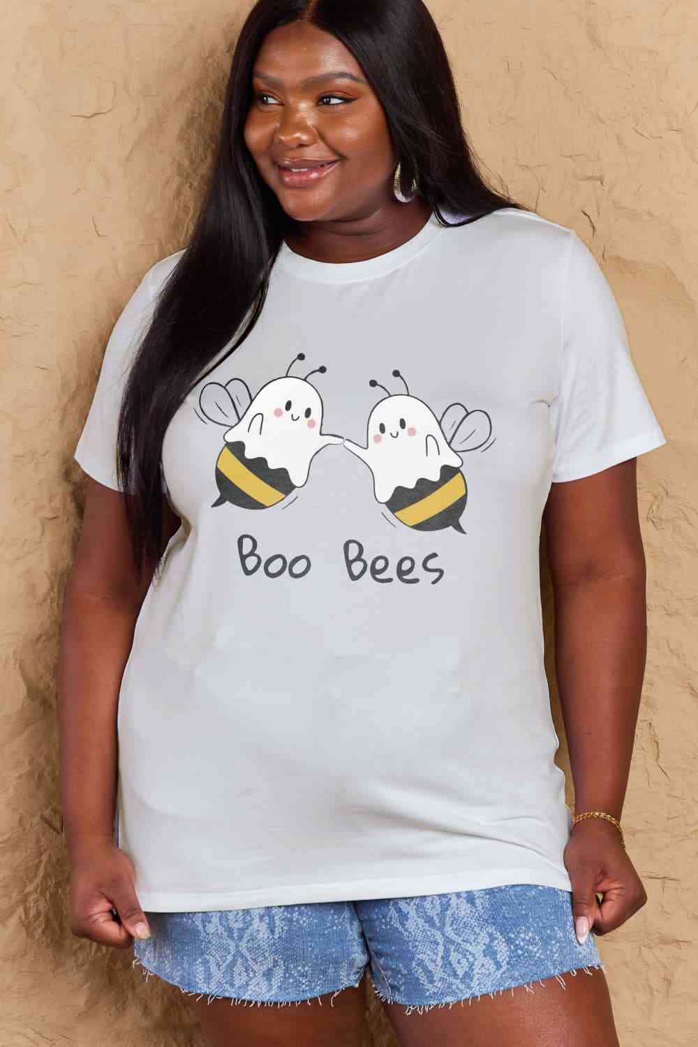 Simply Love Full Size BOO BEES Graphic Cotton T-Shirt Women's T-Shirts - Tophatter Daily Deals