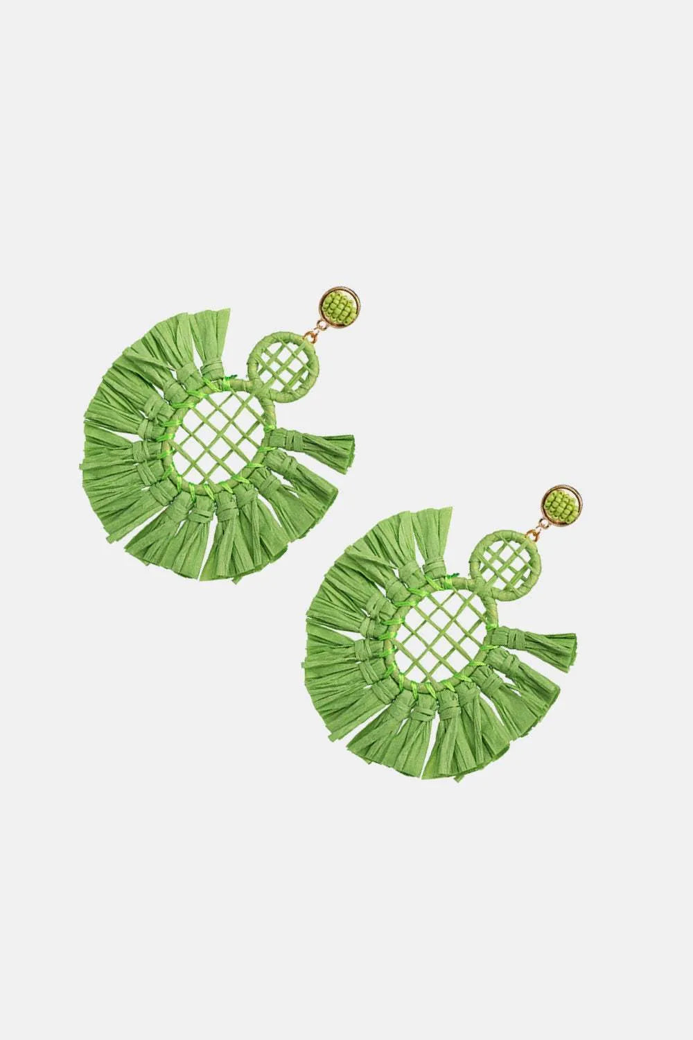 Raffia Grass Tassel Detail Dangle Earrings Earrings - Tophatter Daily Deals