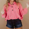 Plus Size Collared Neck Half Button Top Strawberry Blouses - Tophatter Daily Deals