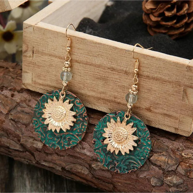 Sunflower Alloy Drop Earrings Earrings - Tophatter Daily Deals