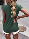 Lace Trim V-Neck Buttoned Top Blouses - Tophatter Daily Deals