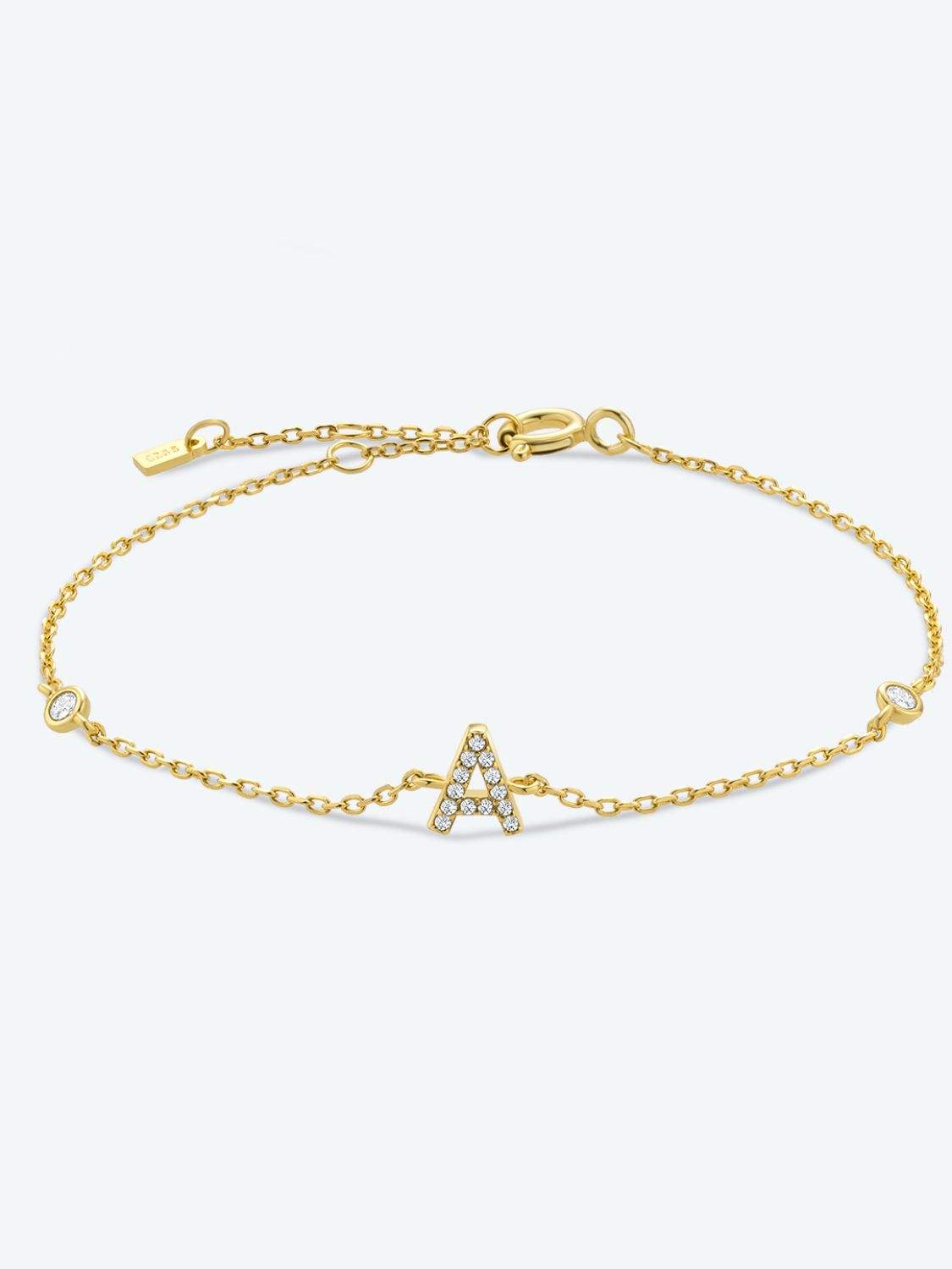 A To F Zircon 925 Sterling Silver Bracelet A-Gold One Size Bracelets - Tophatter Daily Deals