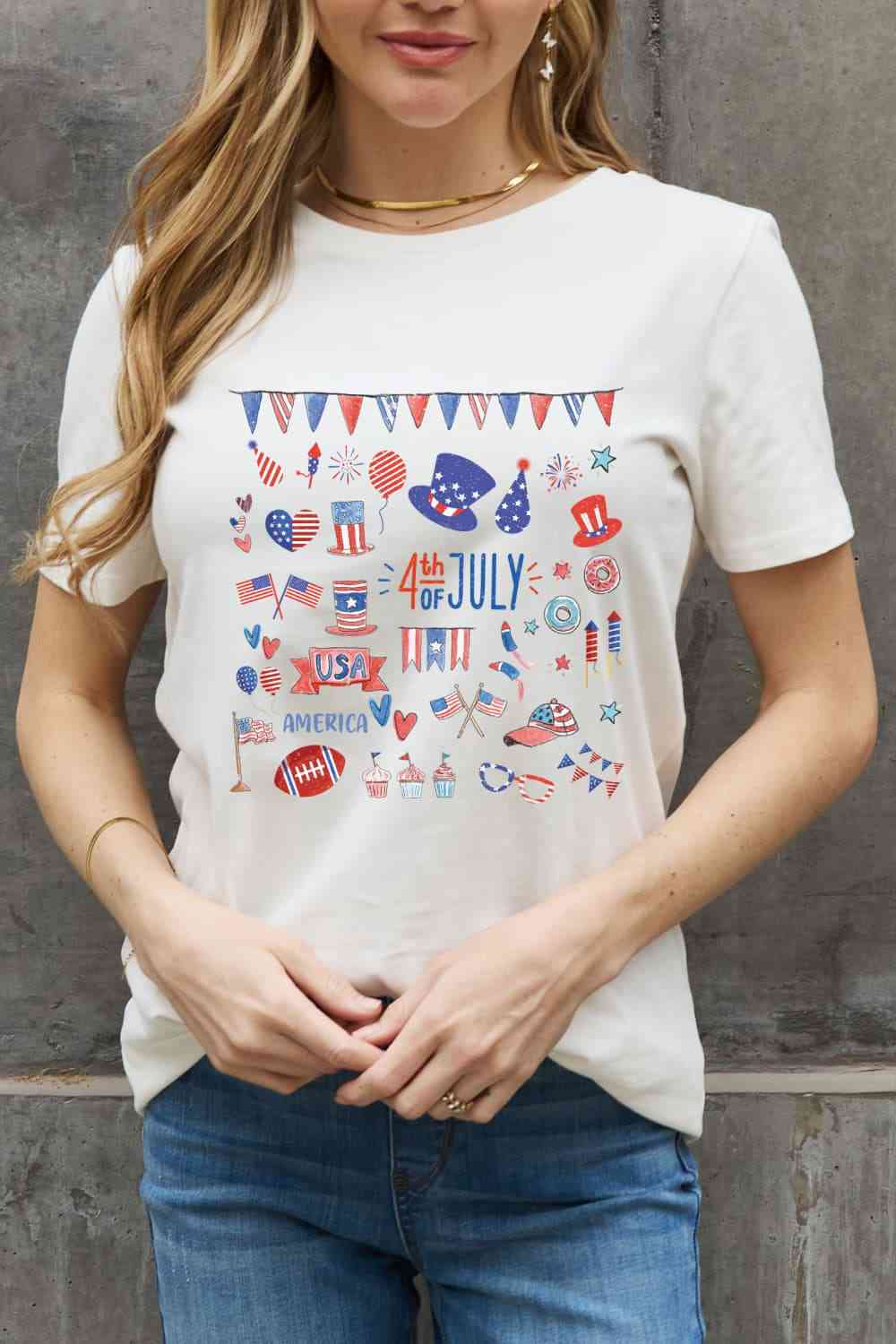 Simply Love 4TH OF JULY USA AMERICA Graphic Cotton Tee Bleach Women's T-Shirts - Tophatter Daily Deals