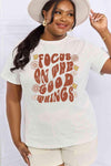 Simply Love Full Size FOCUS ON THE GOOD THINGS Graphic Cotton Tee Women's T-Shirts - Tophatter Daily Deals