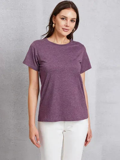 Round Neck Short Sleeve T-Shirt Women's T-Shirts - Tophatter Daily Deals