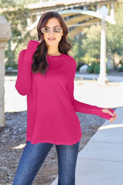 Basic Bae Full Size Round Neck Long Sleeve T-Shirt Women's T-Shirts - Tophatter Daily Deals