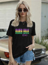 Full Size MARDI GRAS Y'ALL Round Neck T-Shirt Black Women's T-Shirts - Tophatter Daily Deals