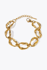 18K Gold-Plated Stainless Steel Bracelet Gold One Size Bracelets - Tophatter Daily Deals