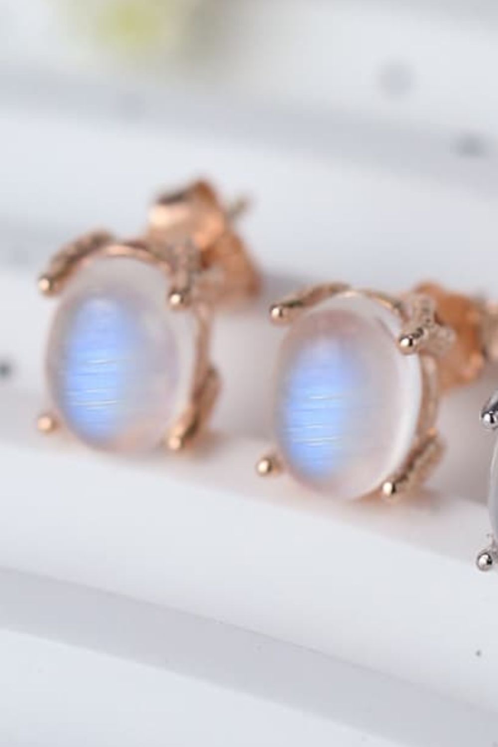 High Quality Natural Moonstone 925 Sterling Silver Stud Earrings Moonstone - Tophatter Daily Deals