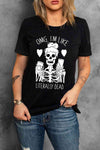 Halloween Skeleton Graphic Round Neck Tee Women's T-Shirts - Tophatter Daily Deals