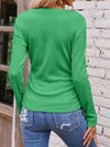 Textured Ruched V-Neck Long Sleeve T-Shirt Women's T-Shirts - Tophatter Daily Deals