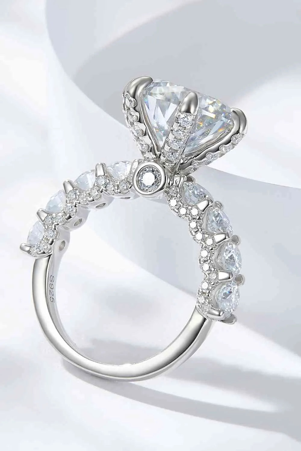 3-Carat Moissanite Platinum-Plated Side Stone Ring Moissanite - Tophatter Daily Deals