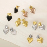 Stainless Steel Double Heart Earrings Earrings - Tophatter Daily Deals