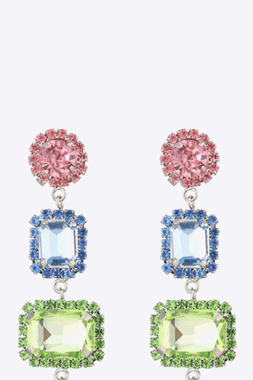 Multicolored Glass Stone Copper Earrings Earrings - Tophatter Daily Deals